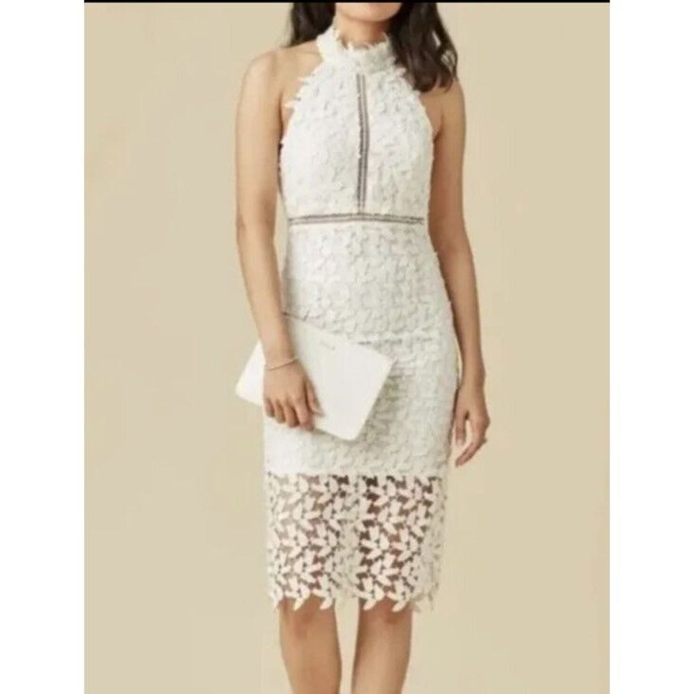 Bardot White Lace Halter Sheath Dress